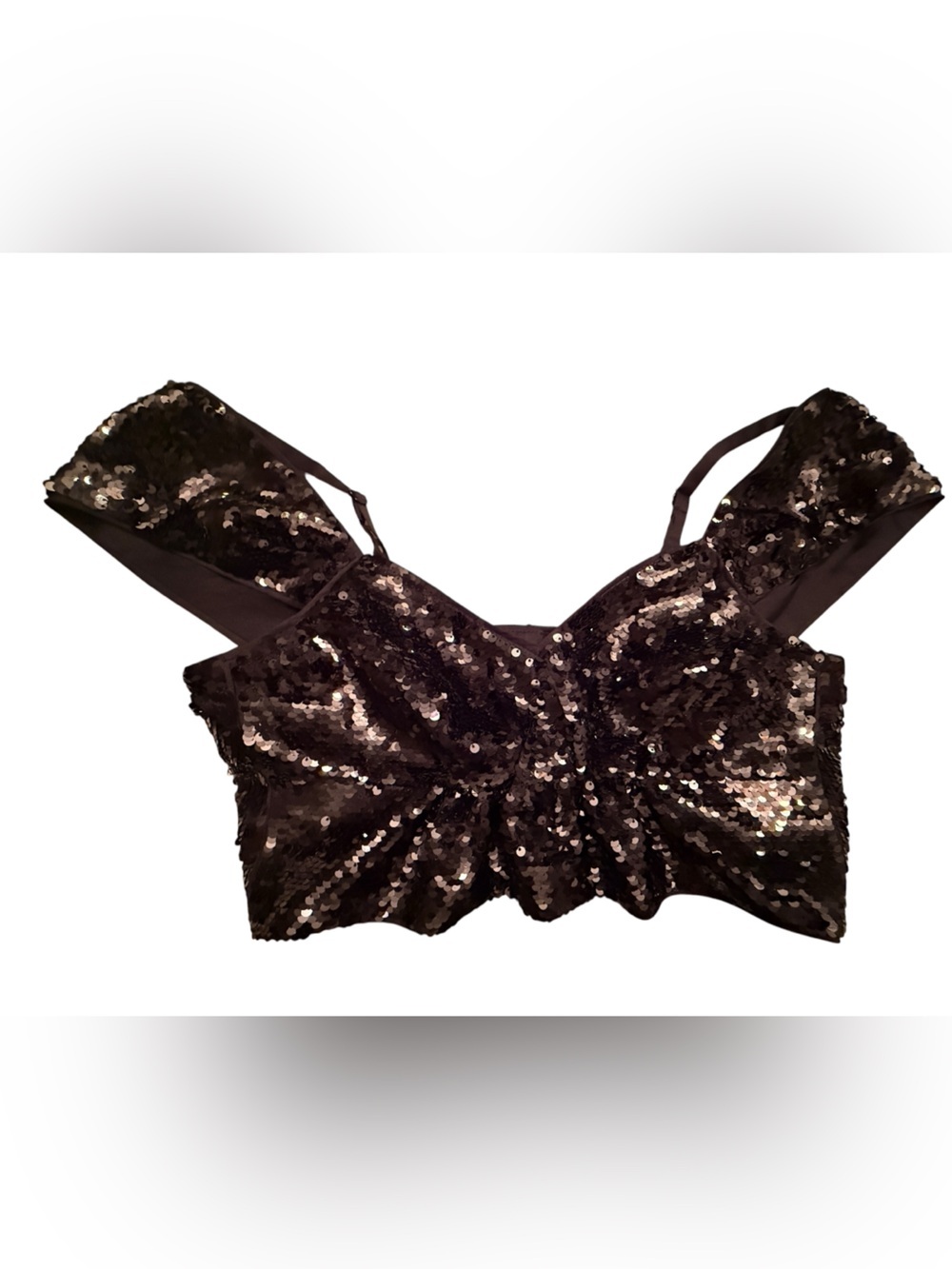 Simone Rocha x H&M COLLAB crop top BRALETTE black sequin bustier SMALL - Picture 4 of 11